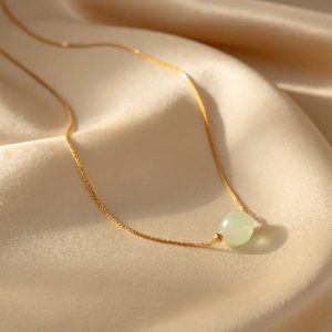 Soft Glow Drop · Single Bead Gold Necklace